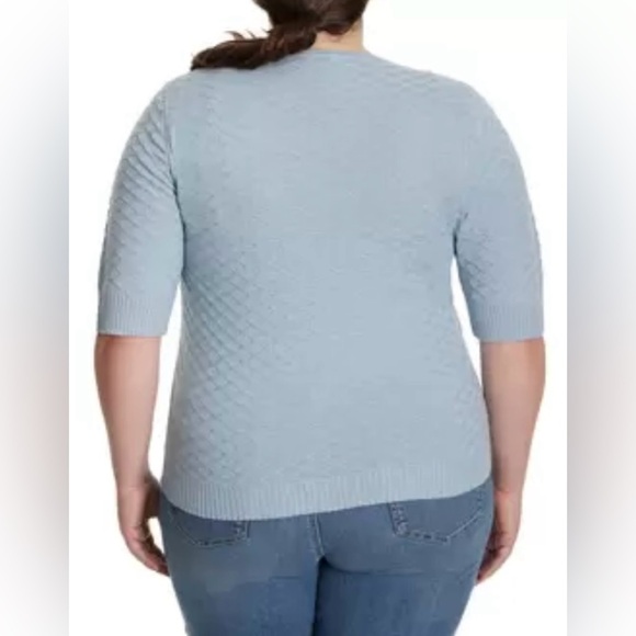 Ella Moss Light Blue V-Neck Textured Sweater Sz XXL - Picture 14 of 14